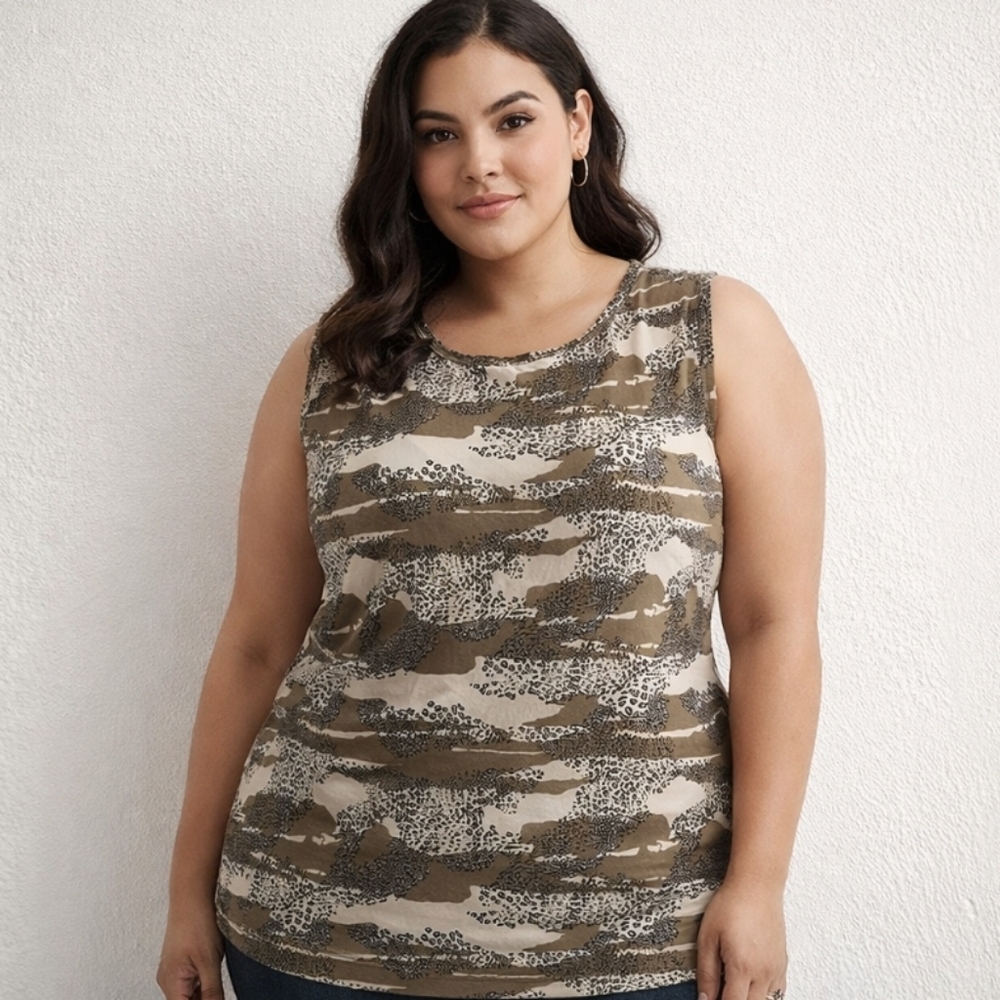 Addition Elle | Jersey Knit  Sleeveless Print Top